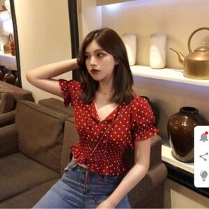 Red Polka Dot Women's Top